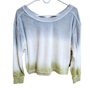 Black Tape Long Sleeved Terry Outside Soft Inside Crop Lounge Sweatshirt Sz S